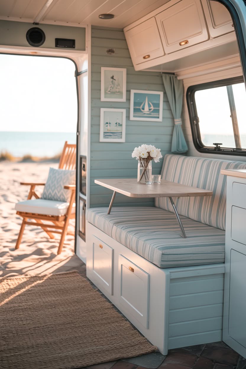 Beach-Themed RV Interior Remodel & Decor Ideas