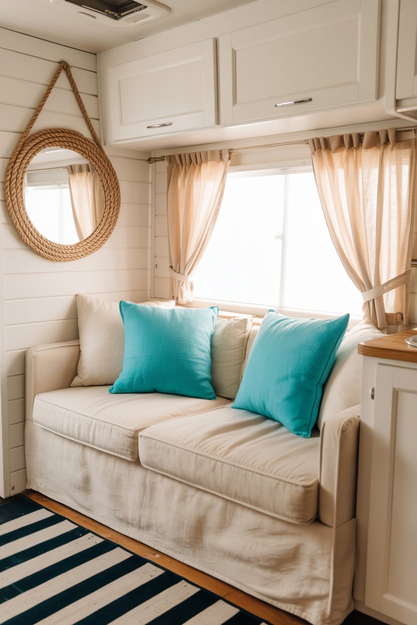 Beach-Themed RV Interior Remodel & Decor Ideas