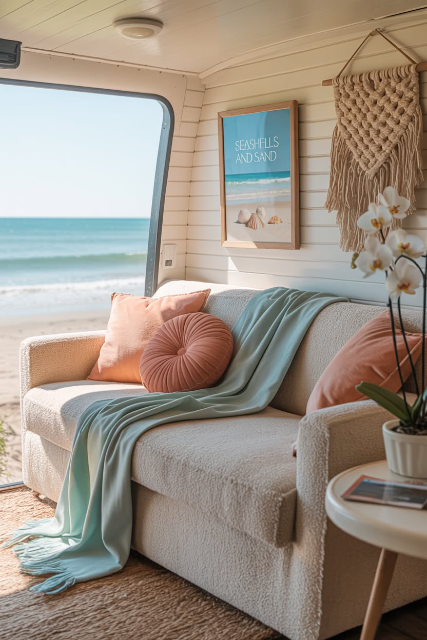 Beach-Themed RV Interior Remodel & Decor Ideas