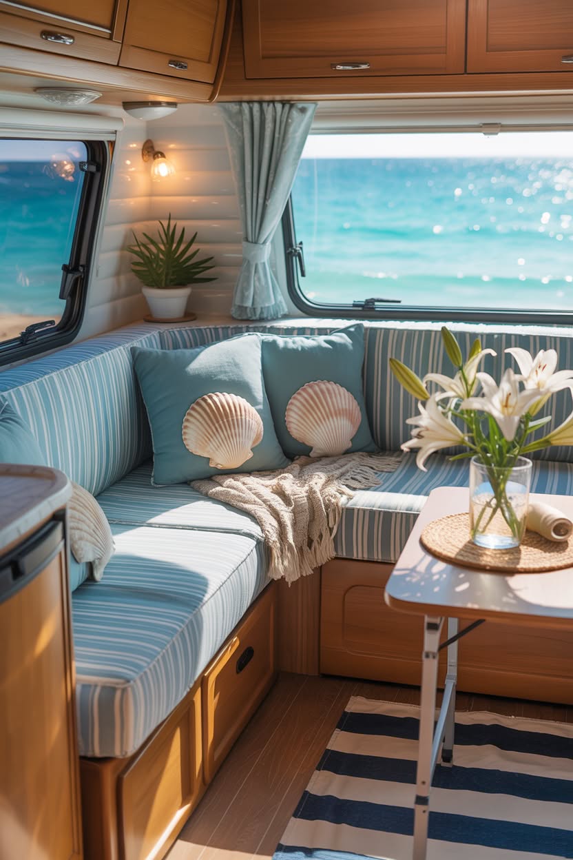 Beach-Themed RV Interior Remodel & Decor Ideas